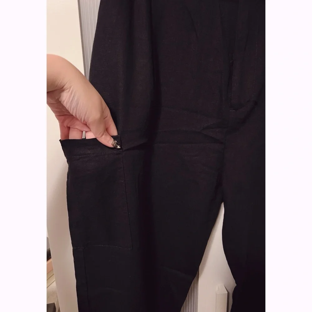 NWOT Zara Black Linen Blend Work Pants Size 8